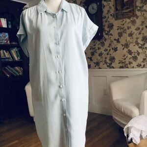 Women Tread+Supply Denim Blue Button-down Shirt Dress Size M
